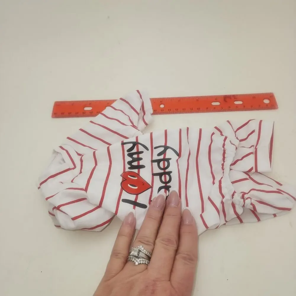Dog Pajamas Size XS I love my daddy white with red stripes
